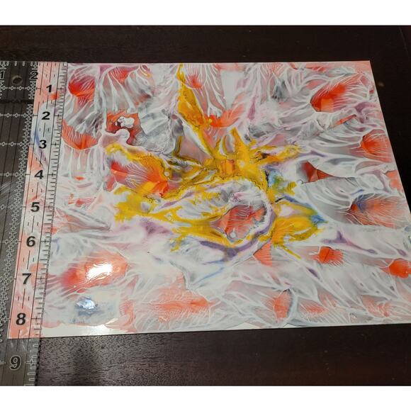 Abstract Wall Art Painting on Photo Paper by Local Artist in white, pink, Yellow - Picture 3 of 5